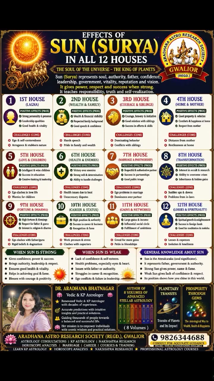 SUN SURYA IN ALL 12 HOUSES What Does It Reveal About…